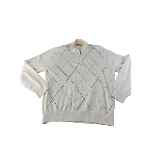 Izod Tennis Sweater White Long Sleeve Pullover Vintage Preppy Size M - Picture 2 of 7